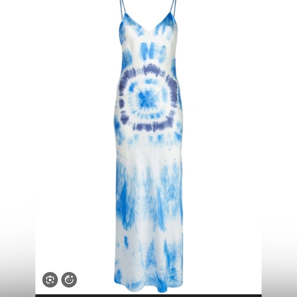 DANNIJO Blue and White Tie-Dye Maxi Slip Dress
